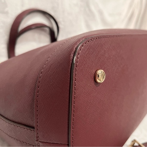 Henri Bendel NWOT Saffiano Leather Satchel & Crossbody - Burgundy + Dust Bag - Picture 3 of 17